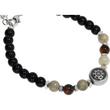 Celikchi Erkek Deniz Temalı Full Doğal Taş Detay Çelik Bileklik