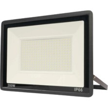 Powerr Led Aydınlatma 200 Watt Siyah Slim Kasa 6500K Beyaz Işık IP65 LED Projektör