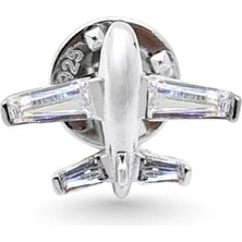 Oya Silver Baget Taşlı Uçak Yaka Rozeti/broş 1.2x1.7cm [OYSUYB016]