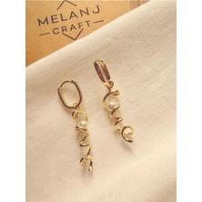 Melanj Craft Sarmal Tasarım Çelik Küpe - Gold