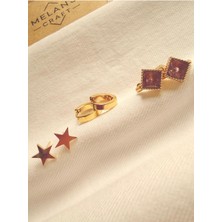 Melanj Craft Çoklu Pembe Renkli Çelik Küpe - Gold