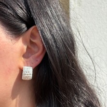 C7 Silver Mengene Işi Örgü Küpe