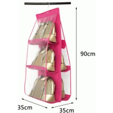 Maarketim 6 Gözlü Pratik Dolap İçi Çanta Askılığı/Organizer (Pembe)