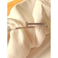 Melanj Craft Çivili Çelik Kelepçe Bileklik - Silver