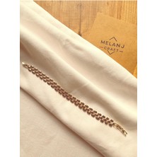 Melanj Craft Üçlü Örgü Tasarım Zincir Çelik Bileklik - Gold - 14K