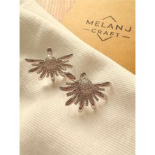Melanj Craft Yarım Çiçek Çelik Küpe - Silver