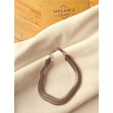 Melanj Craft Kalın Italyan Çelik Kelepçe Bileklik - Silver