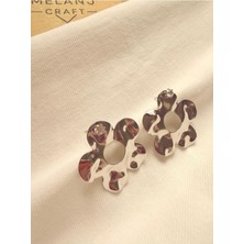 Melanj Craft Ortası Boş Çiçek Tasarım Çelik Küpe - Silver