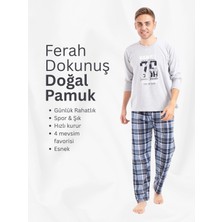 SEBURAM COLLECTION 4 Mevsim Pamuklu Uzun Kollu Erkek Baskılı Pijama Takımı