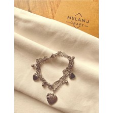 Melanj Craft Kalpli Çoklu Zincir Çelik Bileklik - Silver