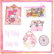 Jiro Accessories My Melody Yılbaşı Hediye Seti | Sticker Oyun Evi | Peluş Lastik Toka | 50 Adet Renkli Mini Toka | Çok Amaçlı Sticker