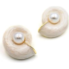 Royaleks Deniz Kabuğu Küpe - Beyaz