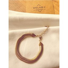 Melanj Craft Kalın Italyan Çelik Bileklik - Gold