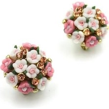 Royaleks Çiçek Buketi Küpe - Pembe