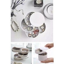 4 Katlı Dönebilen Silindir Takı ve Makyaj Organizer Kutusu