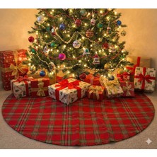 Eylülce Butik Yılbaşı Çam Ağacı Örtüsü, Dokuma Ekose 80 cm
