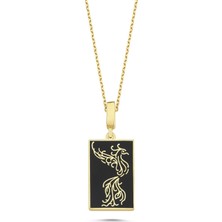 Silverize Mineli Anka Kuşu Altın Kaplama Kolye  Ank7