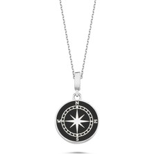 Silverize Mineli Pusula Gümüş Kolye Rz8