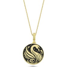 Silverize Mineli Kuğu Altın Kaplama Kolye  Rz3