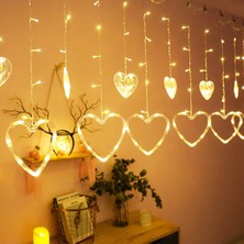 Go İthalat Gün Işığı - Kalpli 3mt - Fişli Eklemeli - Fonksiyonlu Lux Sarkıt Perde LED - Dekor Lamba (5263)