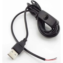 Powerr Led Aydınlatma 2 Amper 100 cm Switch Li Ucu Açık USB Li Siyah Renk Erkek Güç Kablosu