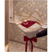 Kayzen Kurdeleden Kırmızı Yapay Gül