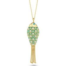 Silverize Pullu Balık Altın Kaplama Kolye KLY17