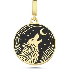 Silverize Mineli Bozkurt Altın Kaplama Kolye Ucu UC14