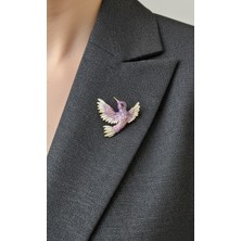 Fox Işıltılı Mor Pırıltılı Kolibri (Sinek Kuşu) Broş