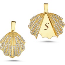 Silverize Istiridye Açılır Kapanır Altın Kaplama Kolye Ucu Klu1