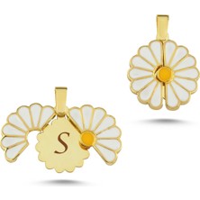 Silverize Papatya Açılır Kapanır Altın Kaplama Kolye Ucu