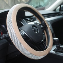 Fox Bayan Sürücülere Özel Pırlanta Krem Renk Geçmeli Direksiyon Kılıfı