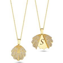 Silverize Istiridye Açılır Kapanır Altın Kaplama Kolye Ak8