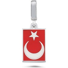 Silverize Türk Bayrağı Gümüş Kolye Ucu UC56