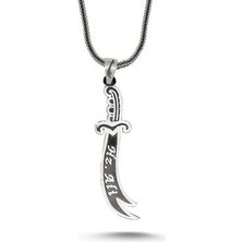 Silverize 925 Ayar Hz. Ali Yazılı Zülfikar Kılıcı Kolye
