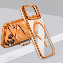 Canpay Apple 17 Pro Max Uyumlu Kılıf Kamera Standlı Mıknatıslı Magsafe Şarjlı Sararmaz Şeffaf Kapak