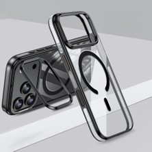 Canpay Apple 17 Pro Max Uyumlu Kılıf Kamera Standlı Mıknatıslı Magsafe Şarjlı Sararmaz Şeffaf Kapak