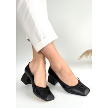 Erbilden Cande Siyah Cilt Topuklu Ayakkabı