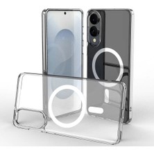 Canpay Samsung Galaxy S25 Edge Uyumlu Kılıf Kamera Çerçeveli Mıknatıslı Magsafe Şarjlı Şeffaf Pc Kapak