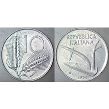 Banknoting Italya 10 Liret 1953 Çilaltı.