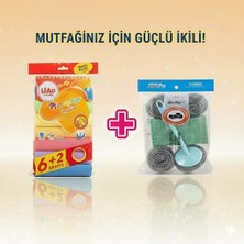 Fb Cup 8'li Mikrofiber Bez +Saplı 4'lü Süper Güçlü Bulaşık Teli Seti -Süper Ikili