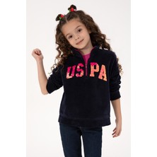 U.S. Polo Assn. Kız Çocuk Lacivert Yarım Fermuarlı Pul Payetli Sweatshirt 50318062-VR033