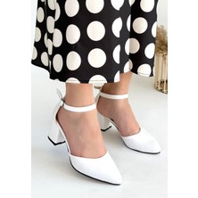 Erbilden Mulen Beyaz Cilt Topuklu Ayakkabı