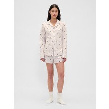 Gap Kadın Beyaz Gap Logo Flannel Boxer Şort