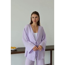 Müslin Kumaş Kimono Lila Pt