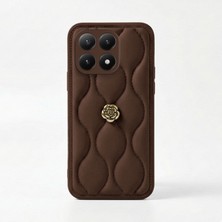 Xiaomi Mi 15T Pro Uyumlu Kılıf Zebana Camellia Deri Kılıf Kahverengi