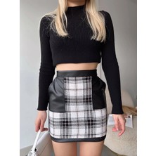 Deri Cep Garnili Kaşe Etek Siyah H24604