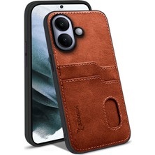 Vivo V60 Lite Uyumlu Kılıf Zebana Kartlıklı Lüx Deri Kılıf Kahverengi