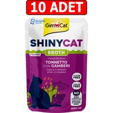Gimcat Shinycat Ton ve Karidesli Jelly Pouch Kedi Yaş Maması 70GR 10ADET Tahılsız Kedi Konserve
