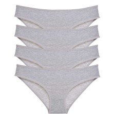 Leopardess 4 adet Süper Eko Set Likralı Kadın Slip Külot Gri